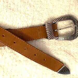 Vtg Levi Leather Silver Belt SWestern Cowgirl Chic sz M 27"-31" silver charms